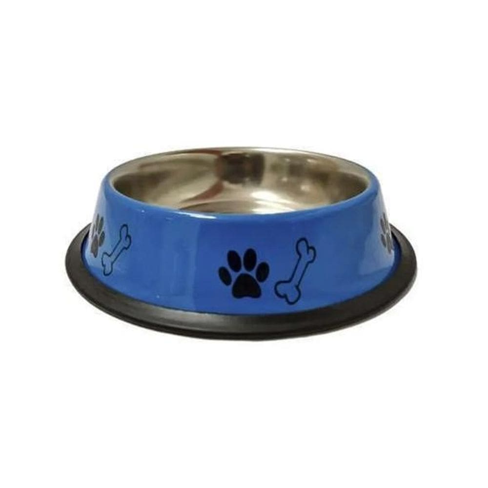 Comedouro Inox Dec Pantone Filhote 240Ml Azul