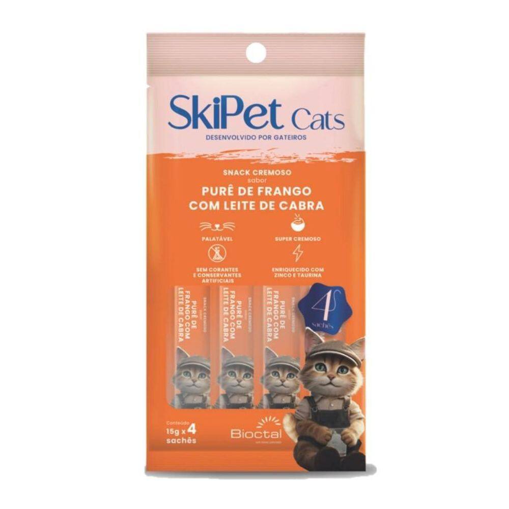 Skipet Cats Snack Cremoso Sabor Purê Frango Leite Cabra 4