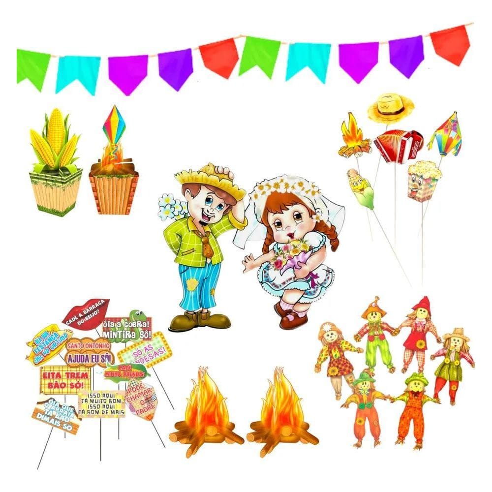 2X Kit Decoração Festa Junina Completo Mesa Enfeite São João