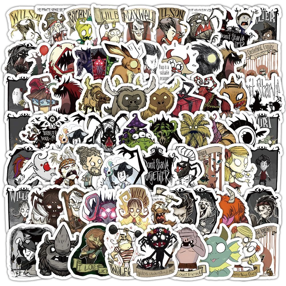 Adesivos Donts Starves, vinil impermeável, anime, 100 unidades