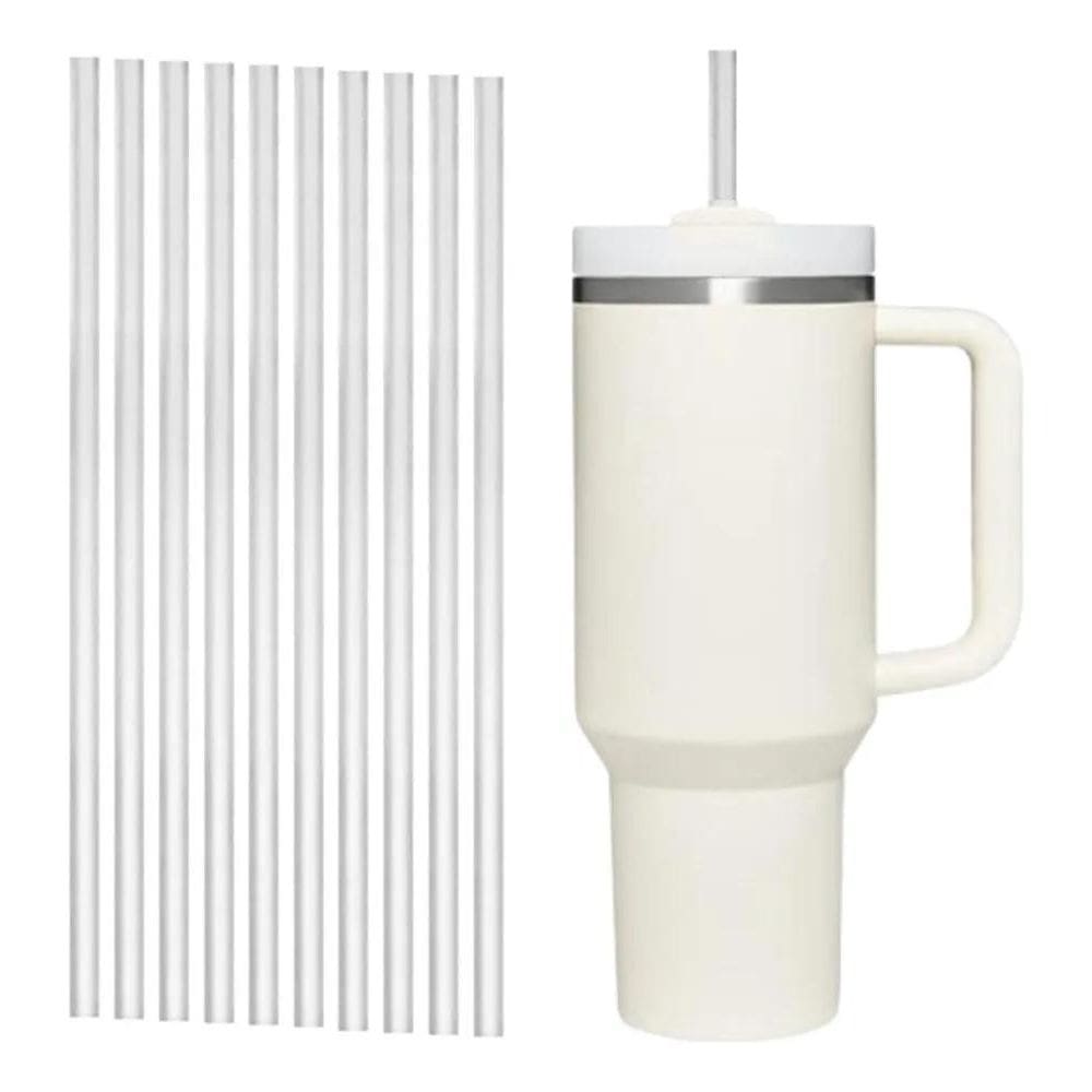 2X Kit 10 Canudos Plástico Rígido Reutilizável 31Cm Extra La
