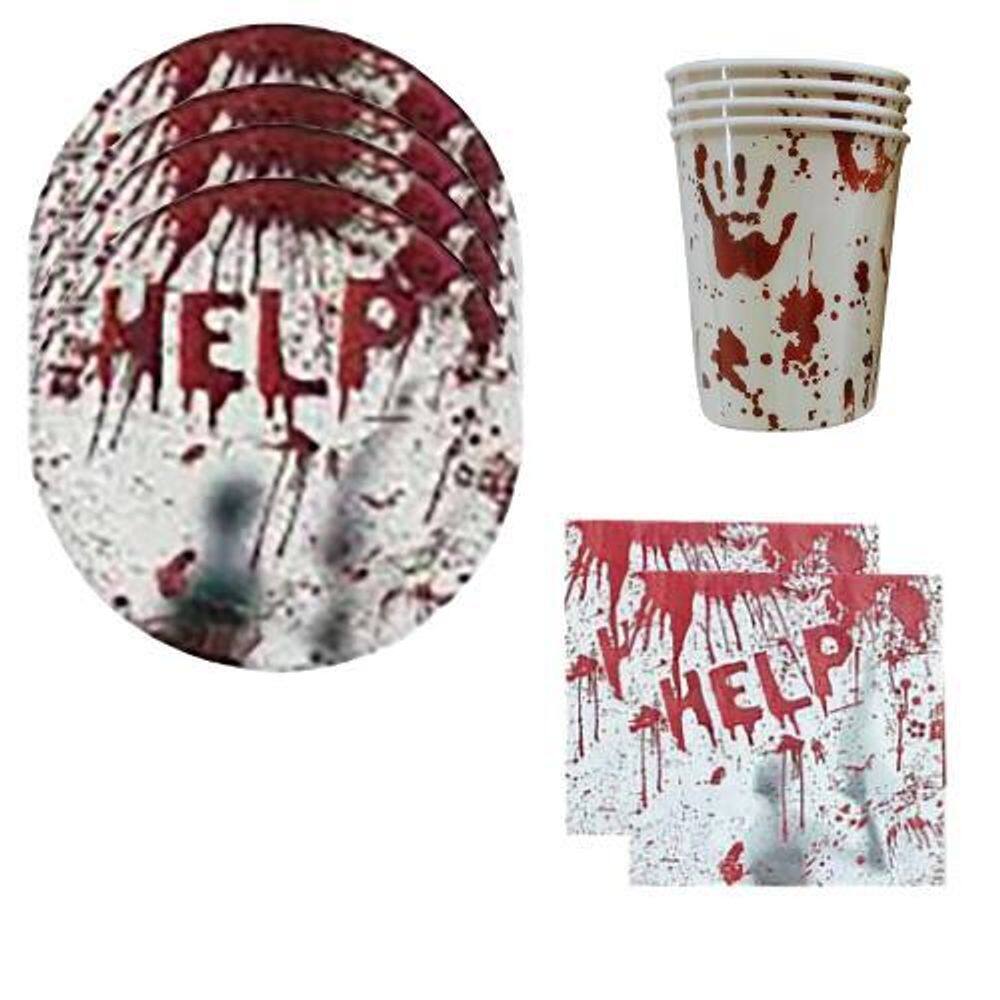 Kit 20 Pratos Copos Papel Guardanapos Halloween Help Festa