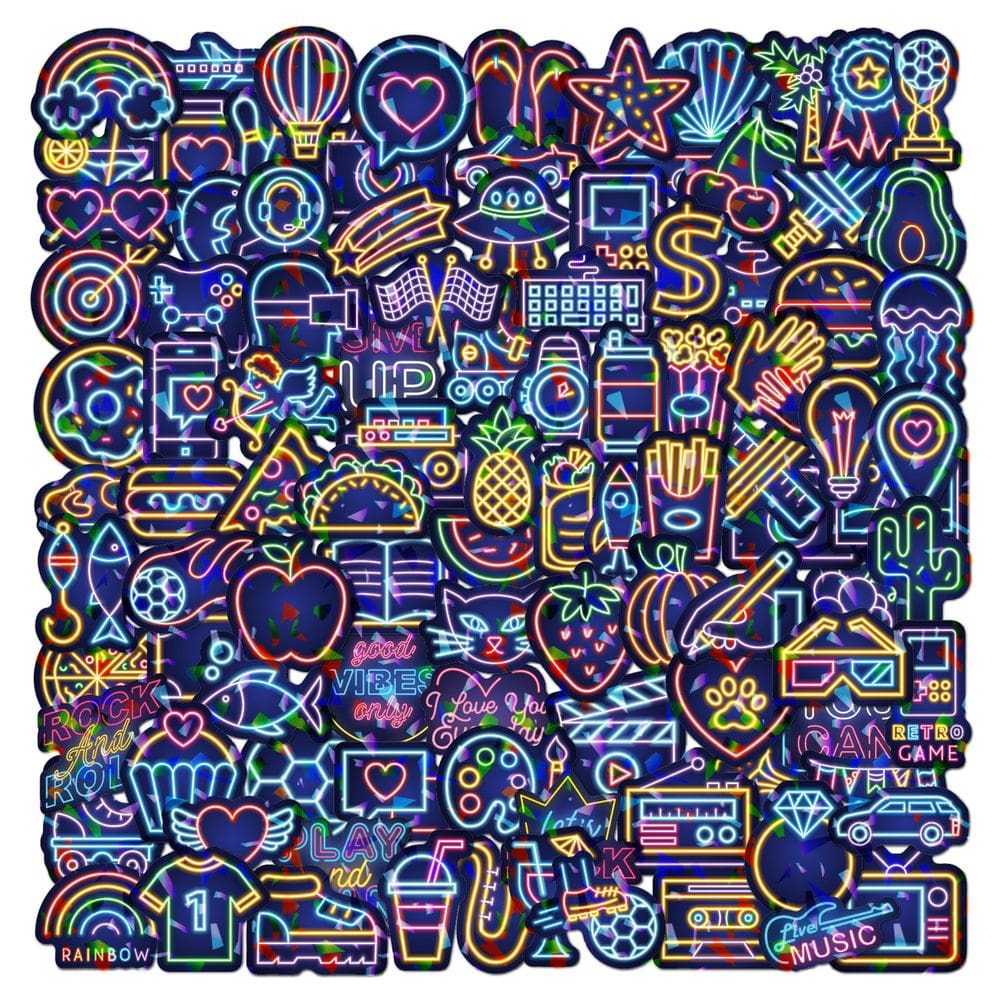 Adesivos Lasers Neons Lights Vinil impermeável 100 unidades/lote