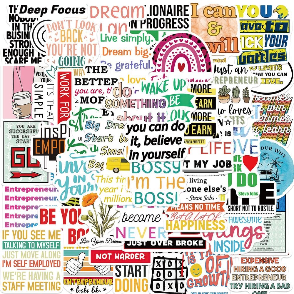 Adesivos Entrepreneurs Quotes, vinil impermeável, 50 unidades
