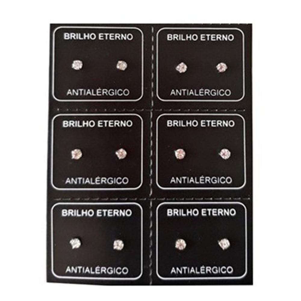 Brinco De Aço Inox Kit Com 6 Pares  12 Unidades  4Mm
