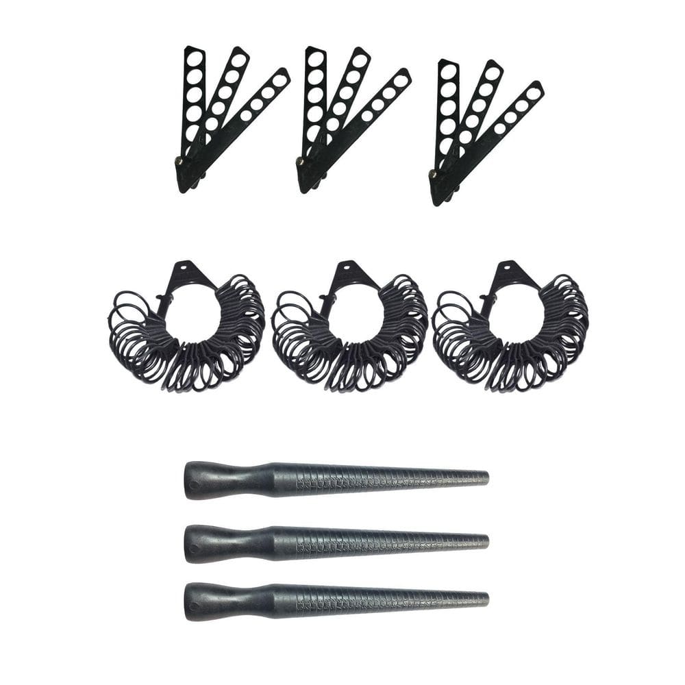 Kit Completo 9 Aneleira Régua Bastão Plástico Medir Dedo