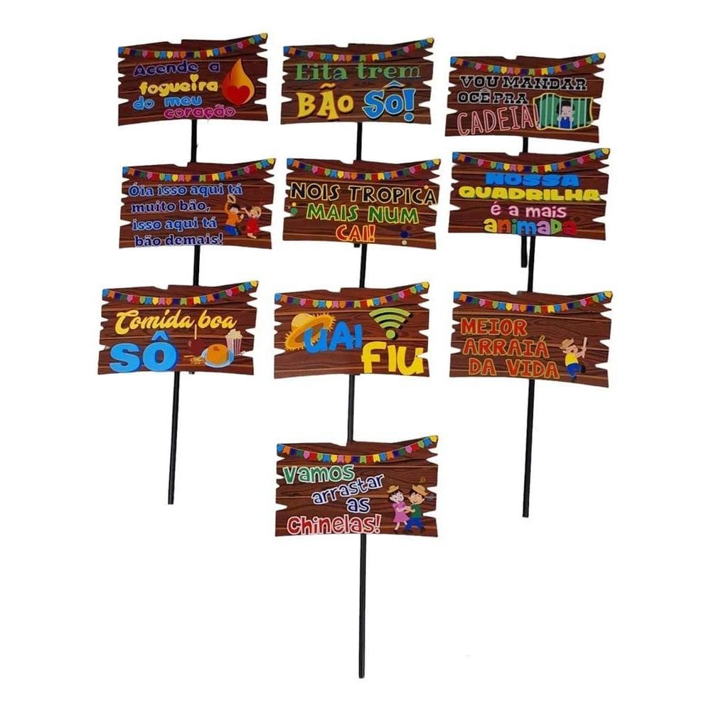 2X Festa Junina Plaquinhas Divertidas Kit Com 10 Para Selfie