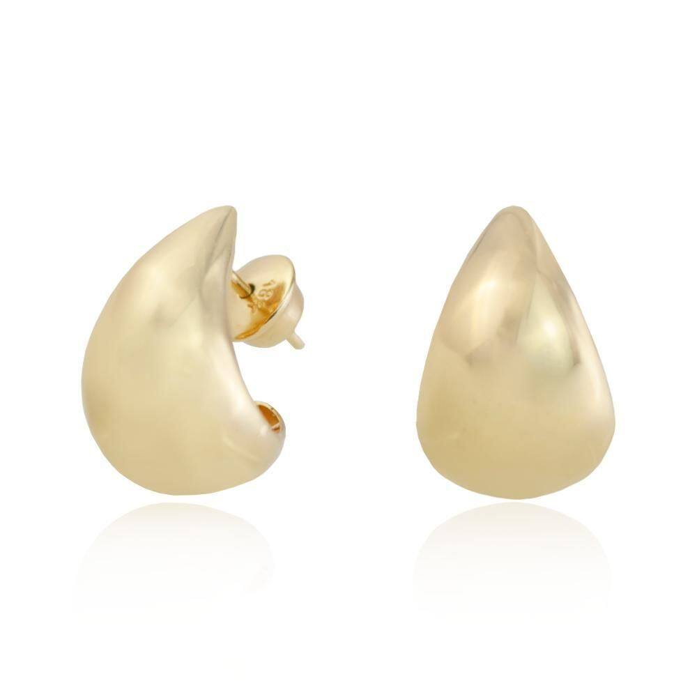 Brinco Gota Lisa 1,8Cm Em Ouro 18K