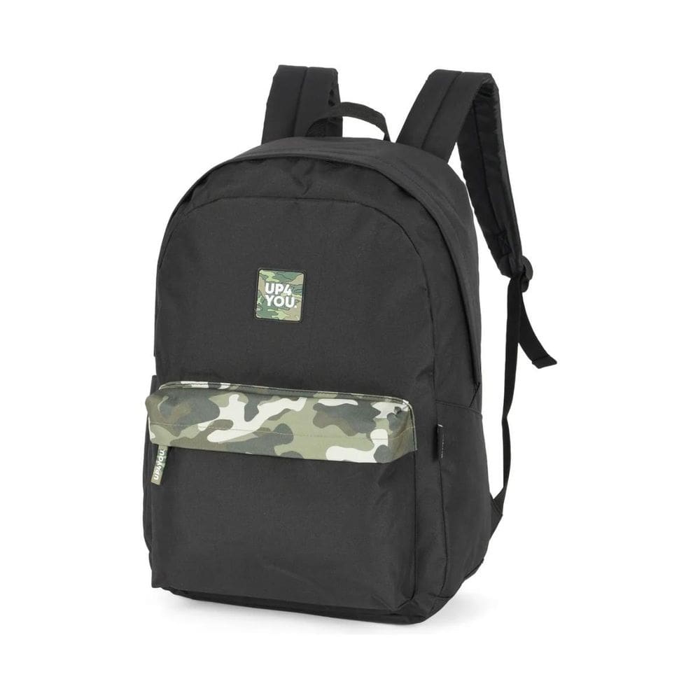 Mochila Universitária 18L Juvenil Camuflada Preta Luxcel