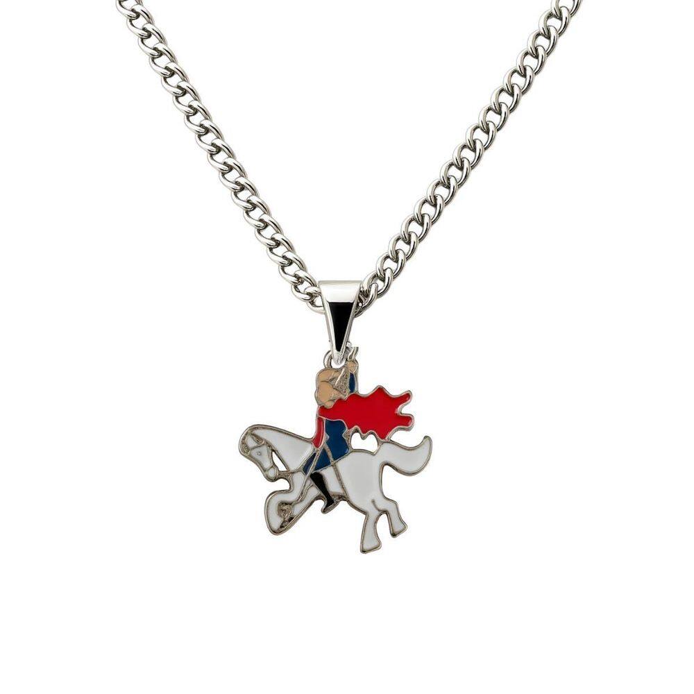 Colar Corrente Imagem São Jorge 3 Cm Metal Niquelado