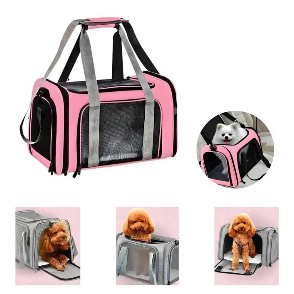 Bolsa De Viagem Rosa Para Transporte Pet Alças Ajustáveis