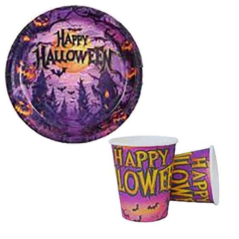 Kit 20 Pratos Copos De Papel Halloween Festa Dia Das Bruxas