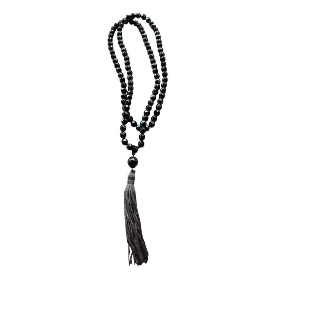 Japamala 108 Contas Com Pedra Natural Hematita Facetado