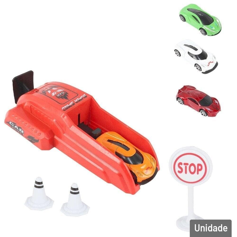 Carrinho com Lançador 7 Peças Color - Tudo em Caixa