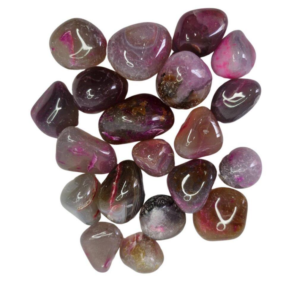 Pedra Ágata Rosa 2 A 4 Cm Rolada 500 Gramas Natural