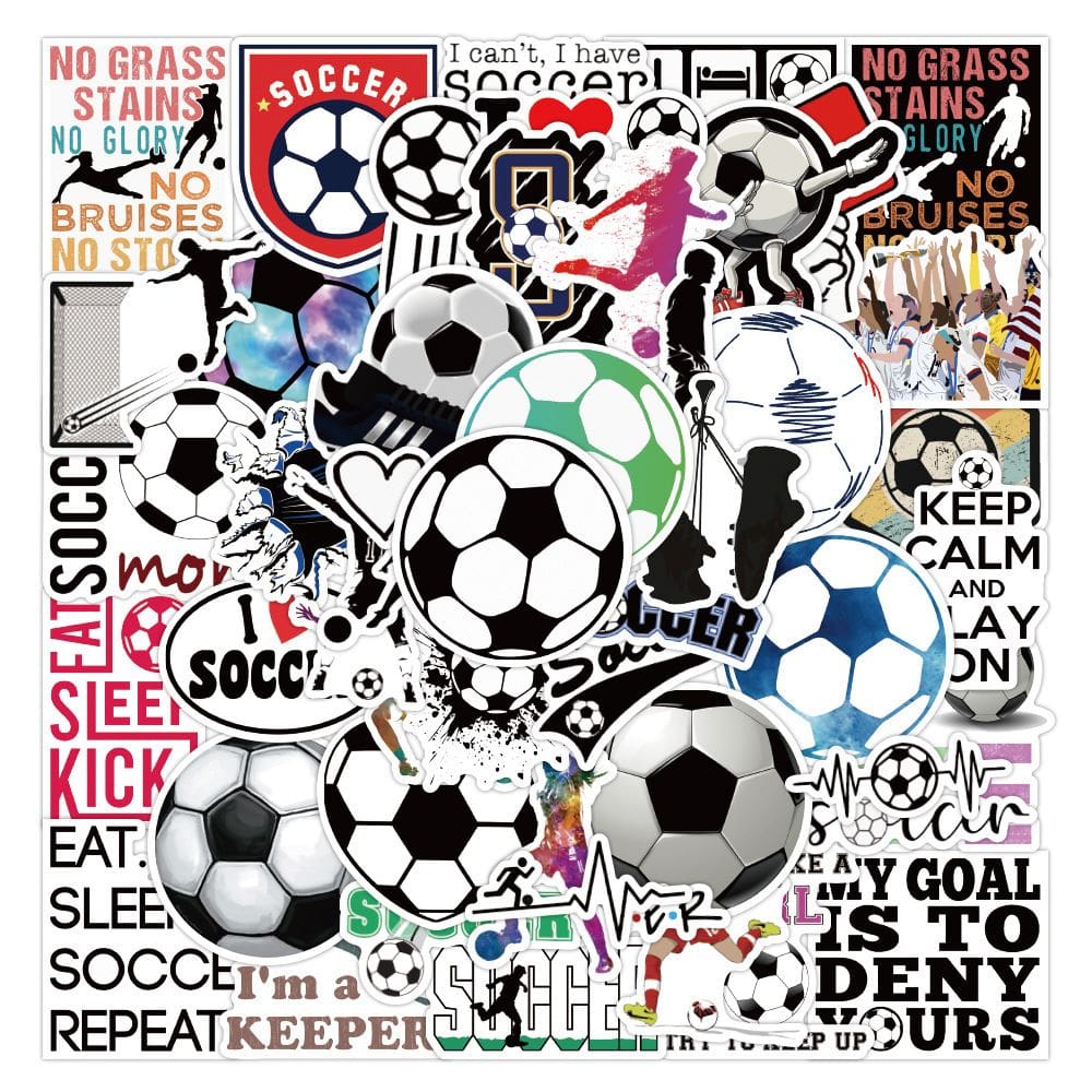 Adesivos, 50 unidades/lote, bolas de futebol, vinil impermeável, anime, 5-7 cm