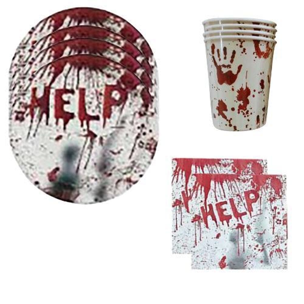 Kit 60 Pratos Copos Papel Guardanapos Halloween Help Festa