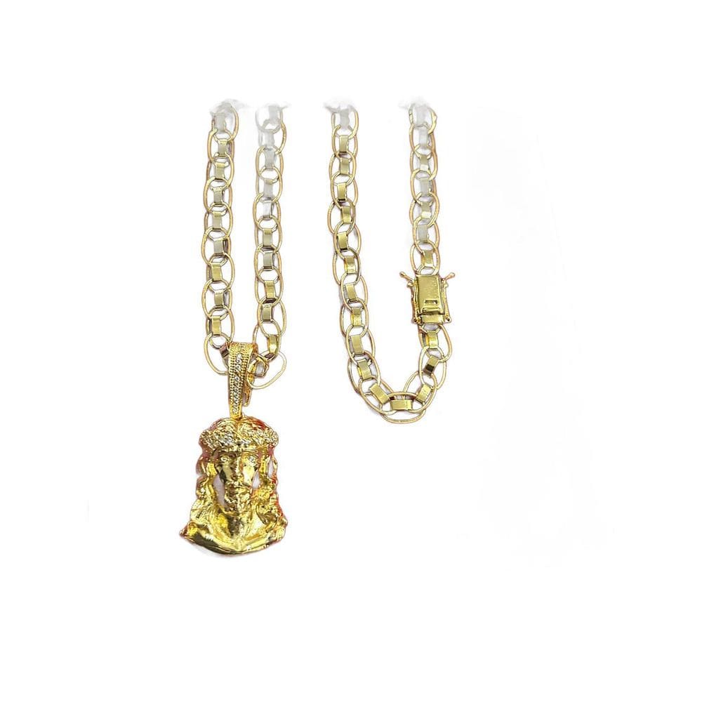 Cordão Imperador Matrix 10Mm + Pingente Jesus Banhado A Ouro