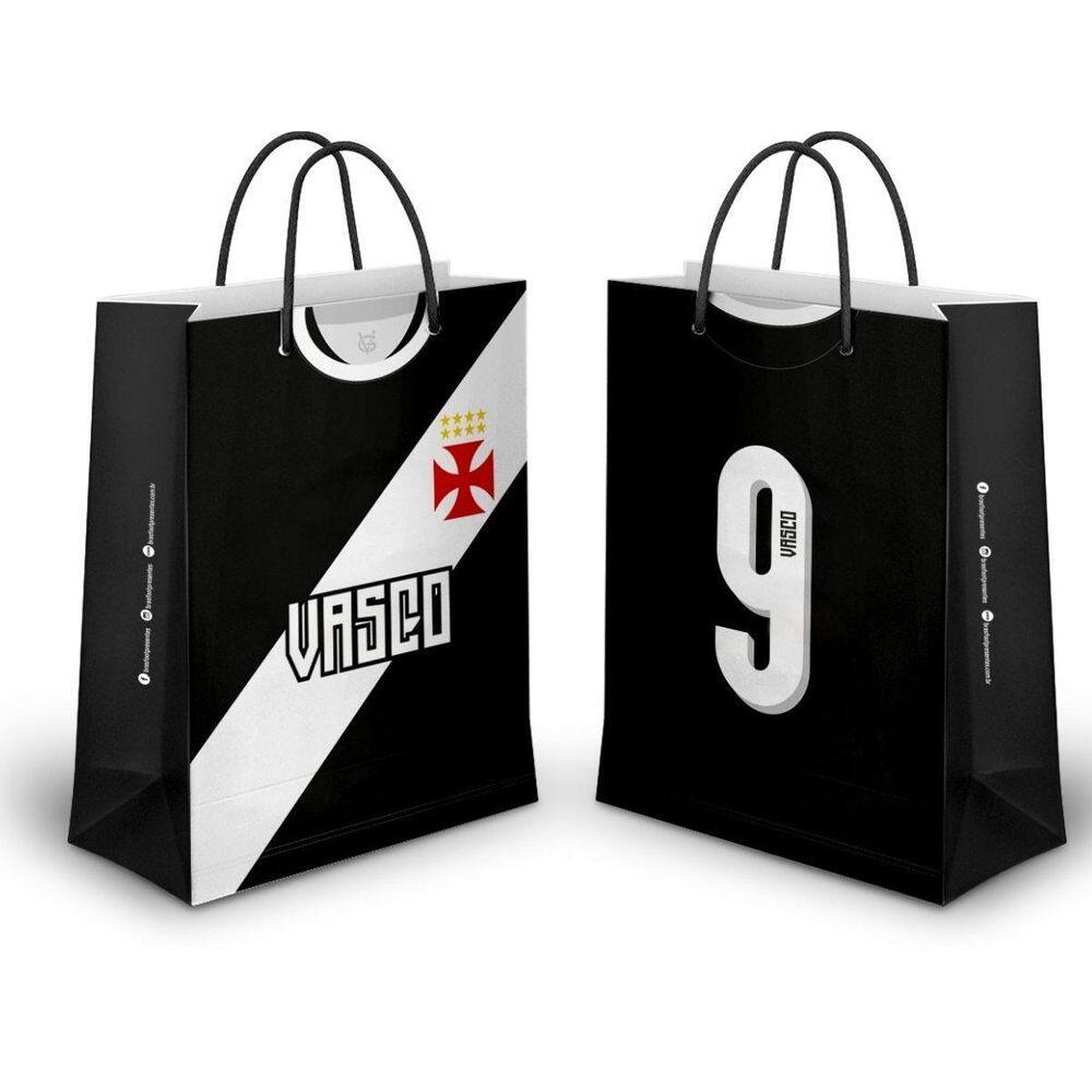 Kit 2 Sacolas M Papel Off-Set Alça Gorgurão Time Vasco