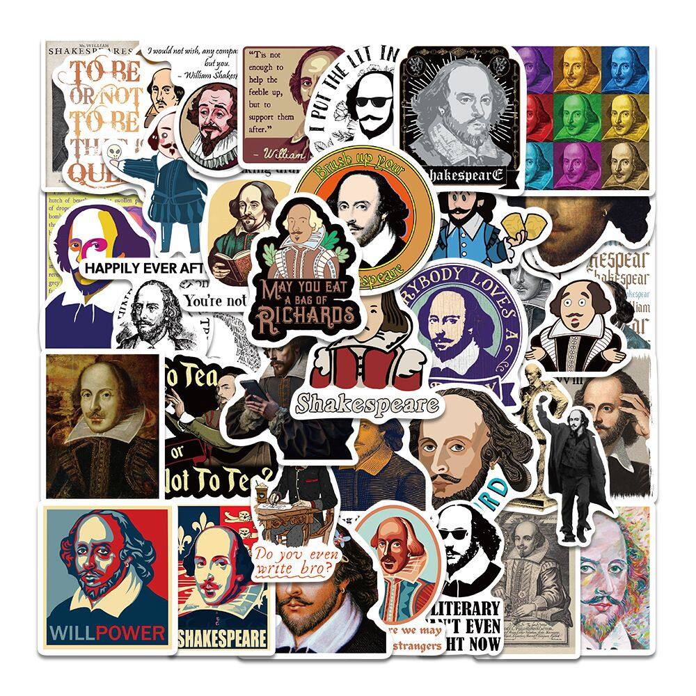 Adesivos de vinil impermeável Williams Shakespeares 50 unidades/lote