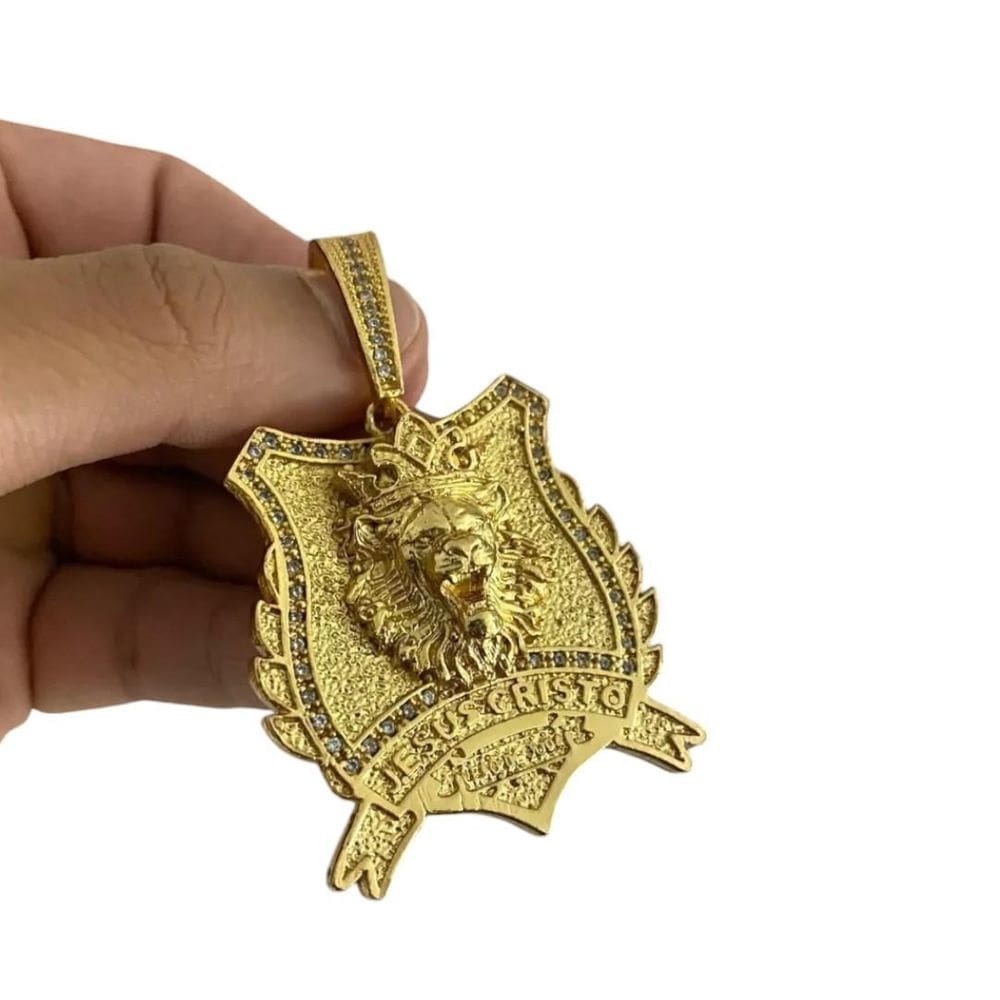 Pingente Leão Jesus Cristo G - Banhado A Ouro 18K