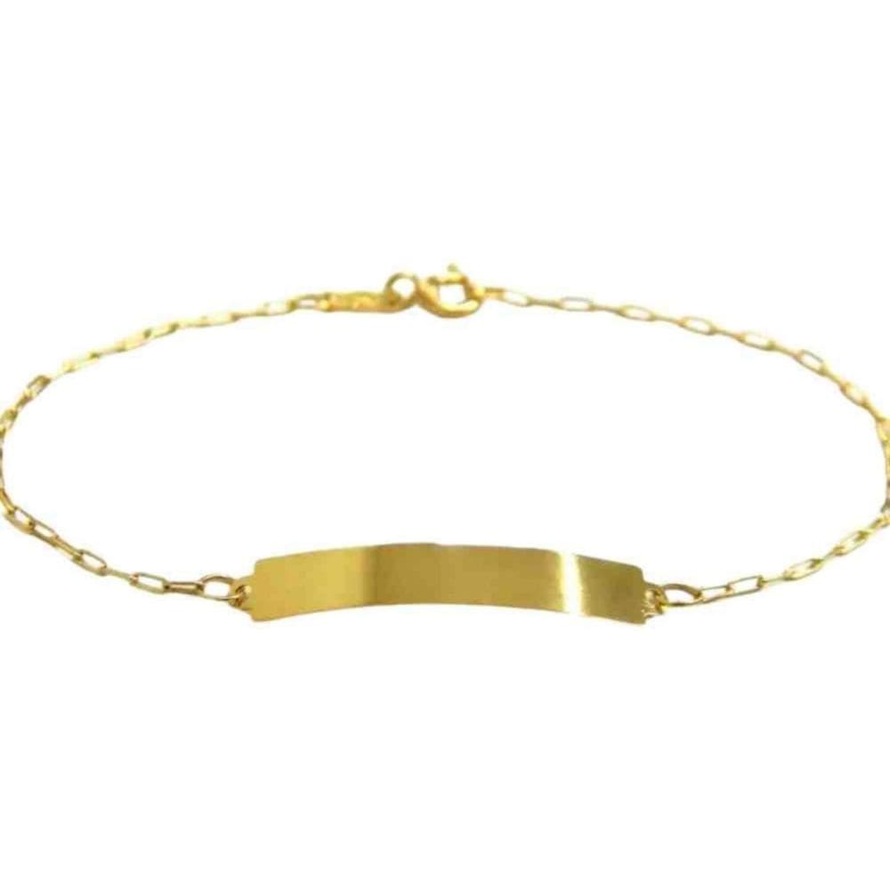 Pulseira De Placa Ouro 18K Dourado Infantil Ps151