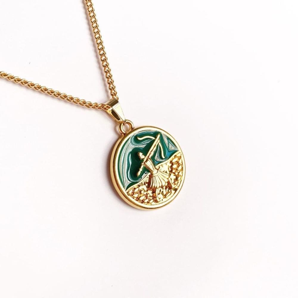 Colar Pingente Medalha Orixá Corrente 60 Cm Dourado - Oxossi