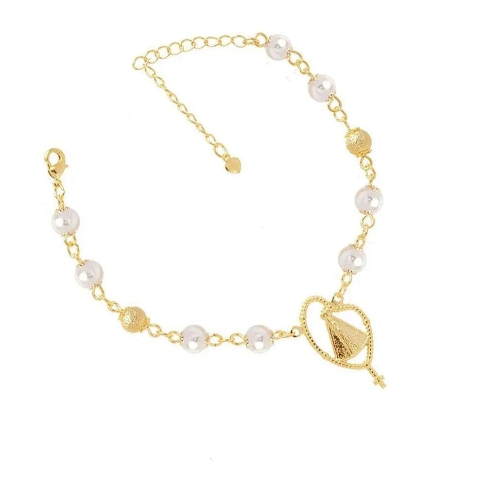 2X Pulseira Nossa Senhora Aparecida Folheada A Ouro 18K Pa10