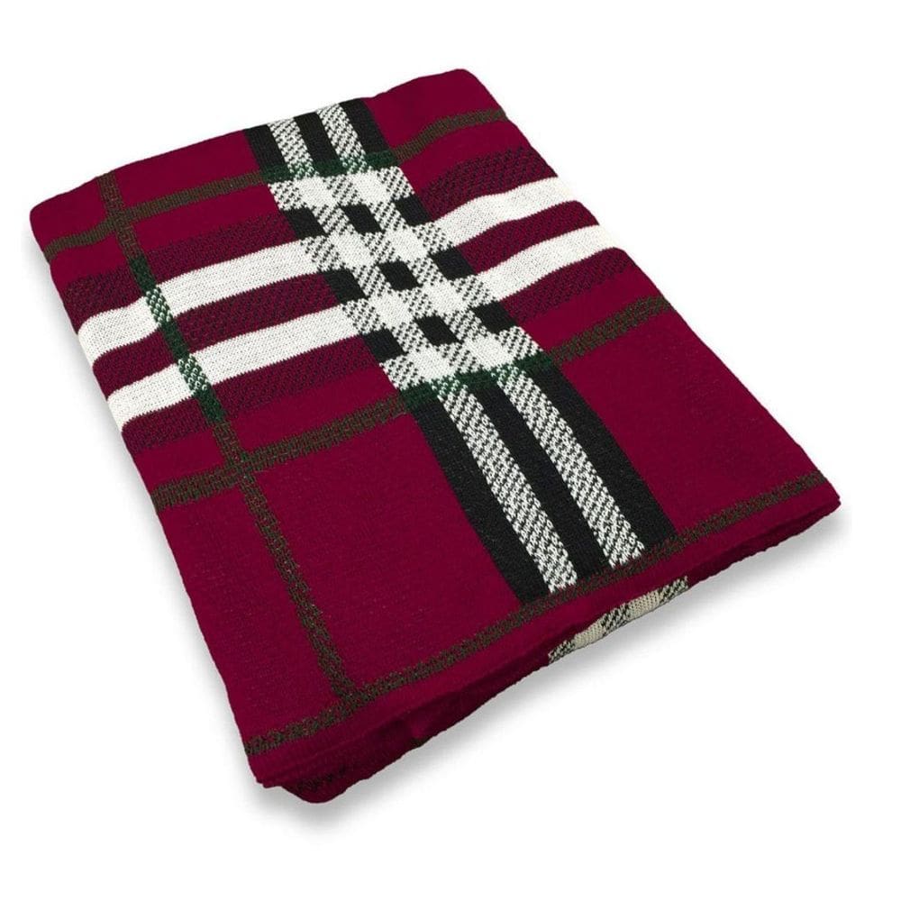 Manta Detricot Xadrez Bordô 90X1,80Cm 208013112