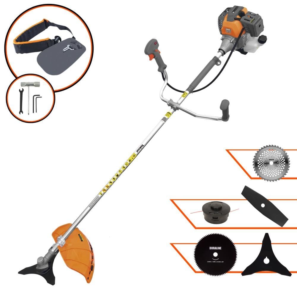 Roçadeira Multifuncional Completa Tekna RL520P À Gasolina 52cc Para Todos os Tipos de Trabalho Com Carretel de Nylon + Kit de 4 Lâminas de Cortes