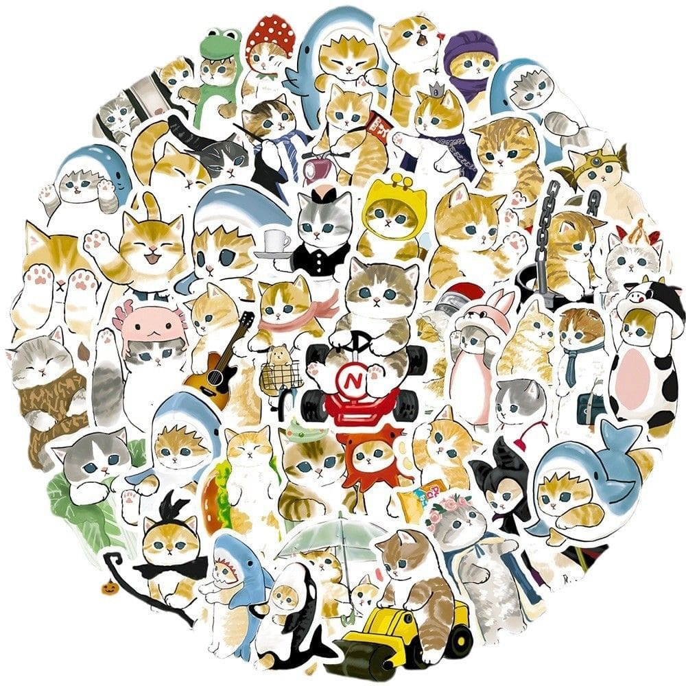 Adesivos 250 unidades/lote de tintas Adesivo de anime de vinil impermeável para gatos