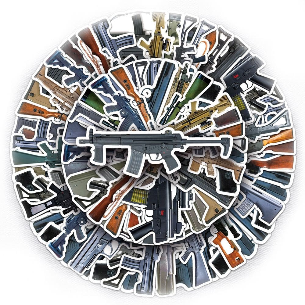 Adesivos Military Guns, vinil impermeável, anime, 50 unidades