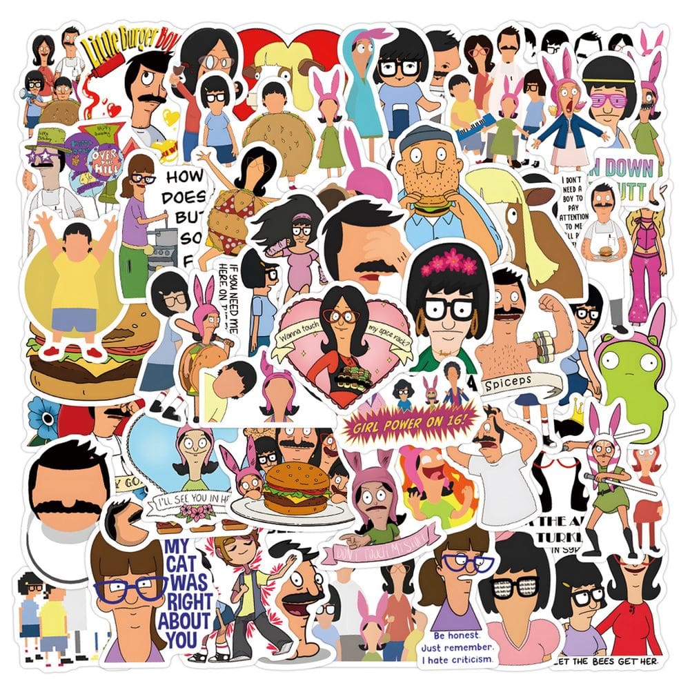Adesivos Bobs Burgers em vinil impermeável 55 unidades para laptop