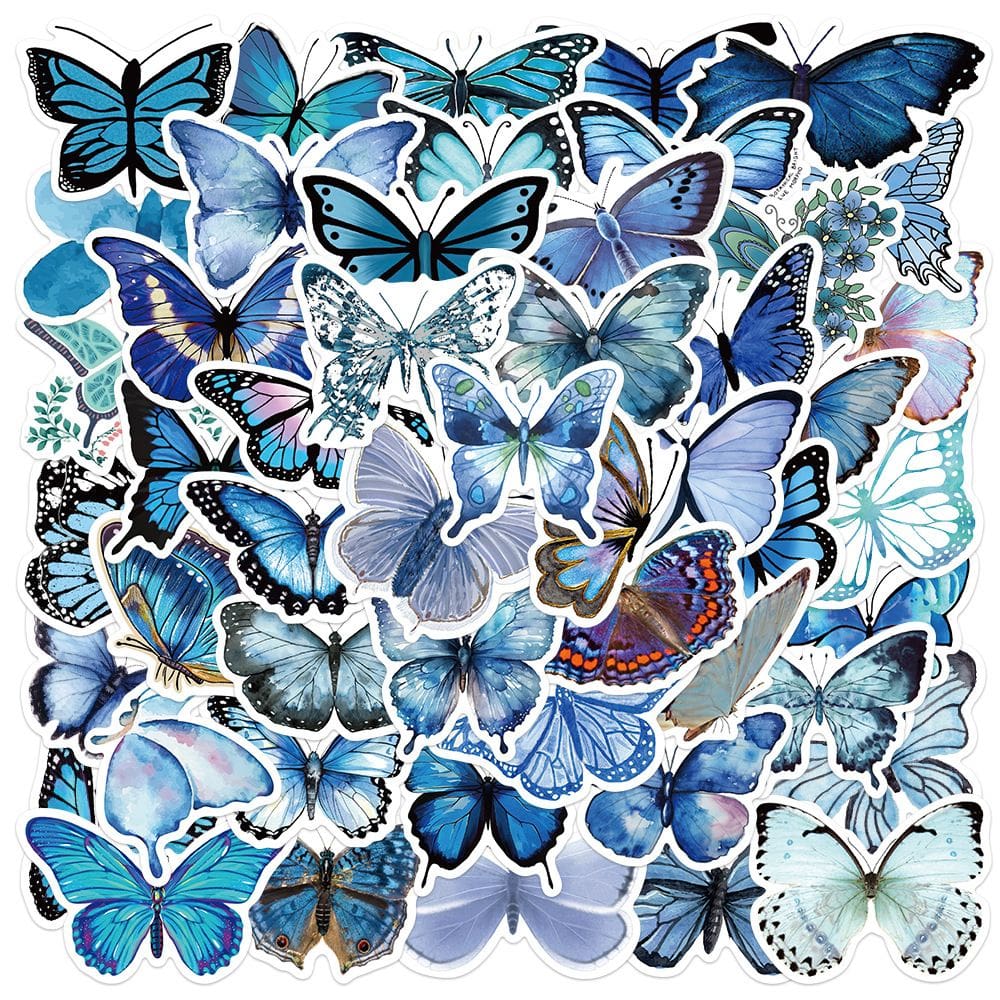 Adesivos Blues Butterflys em vinil impermeável Anime S (50 unidades)