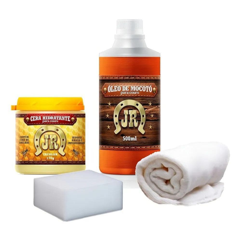 2X Kit Hidratante De Couro Óleo De Mocotó + Cera