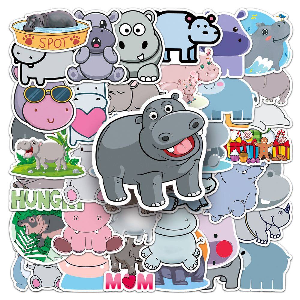 Adesivos Hippos Animals, vinil impermeável, anime, 50 unidades/lote
