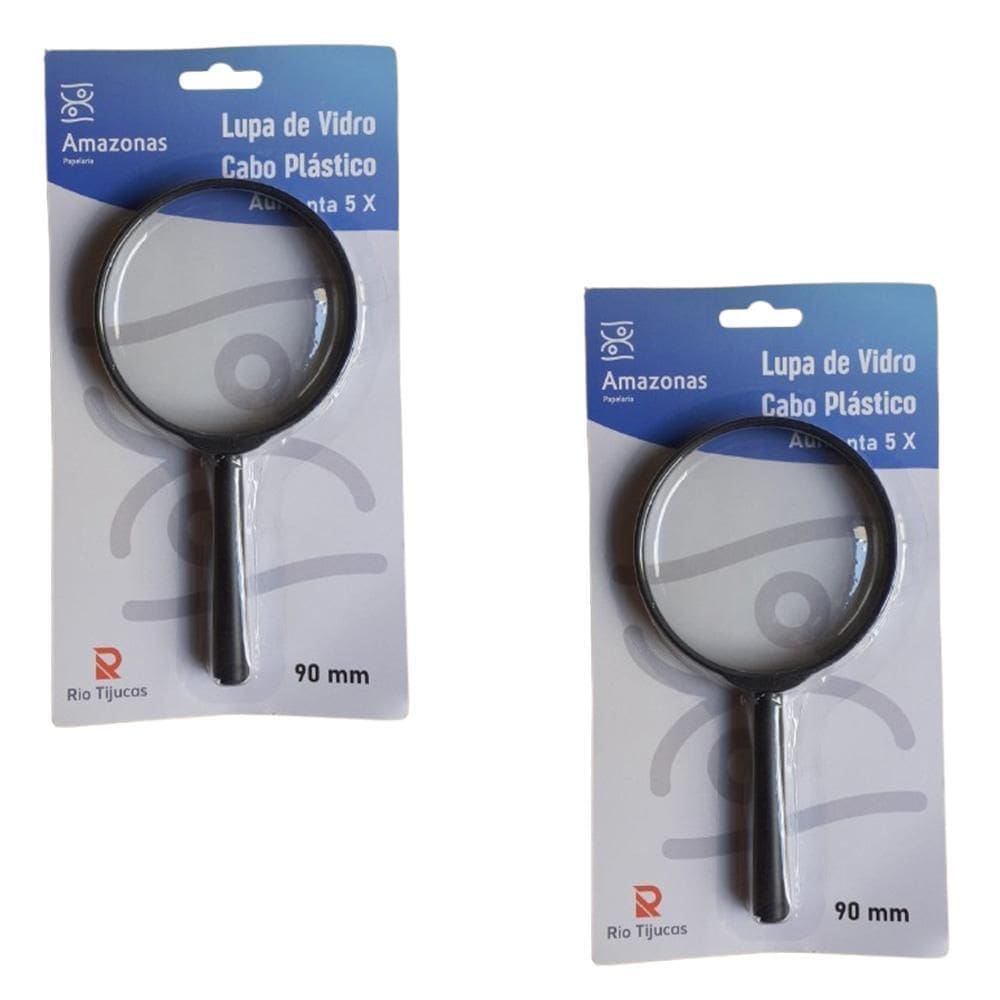 2 Lupas Manual 90Mm Aumento Grande 5X Lente Leitura Estetica