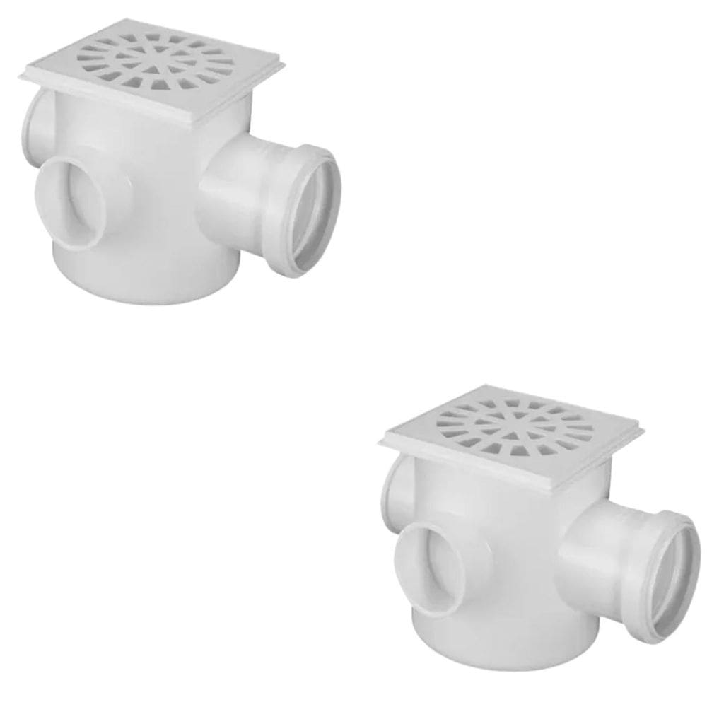 Caixa Quadrada Dn 100X100X50 Pvc Com Grelha Kit 02 Un