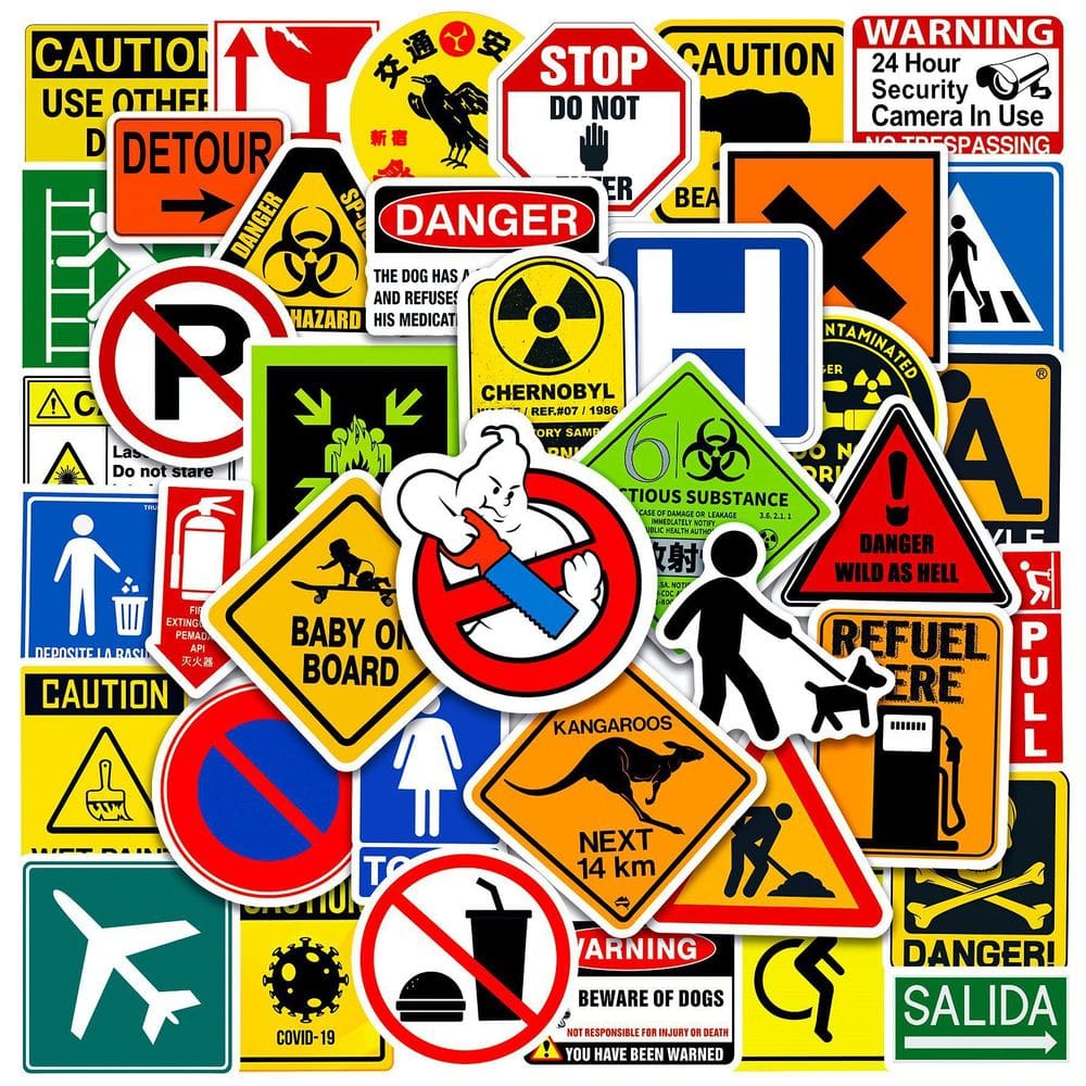 Adesivos: 100 unidades/lote, avisos, sinais, vinil impermeável, Anime St