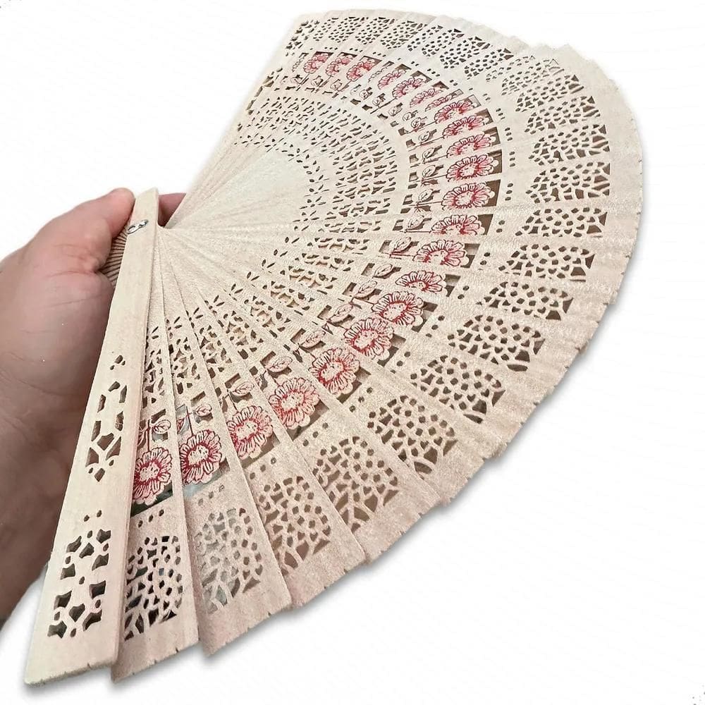 2X Leque Japones Oriental Múltiplas Cores Cor Madeira