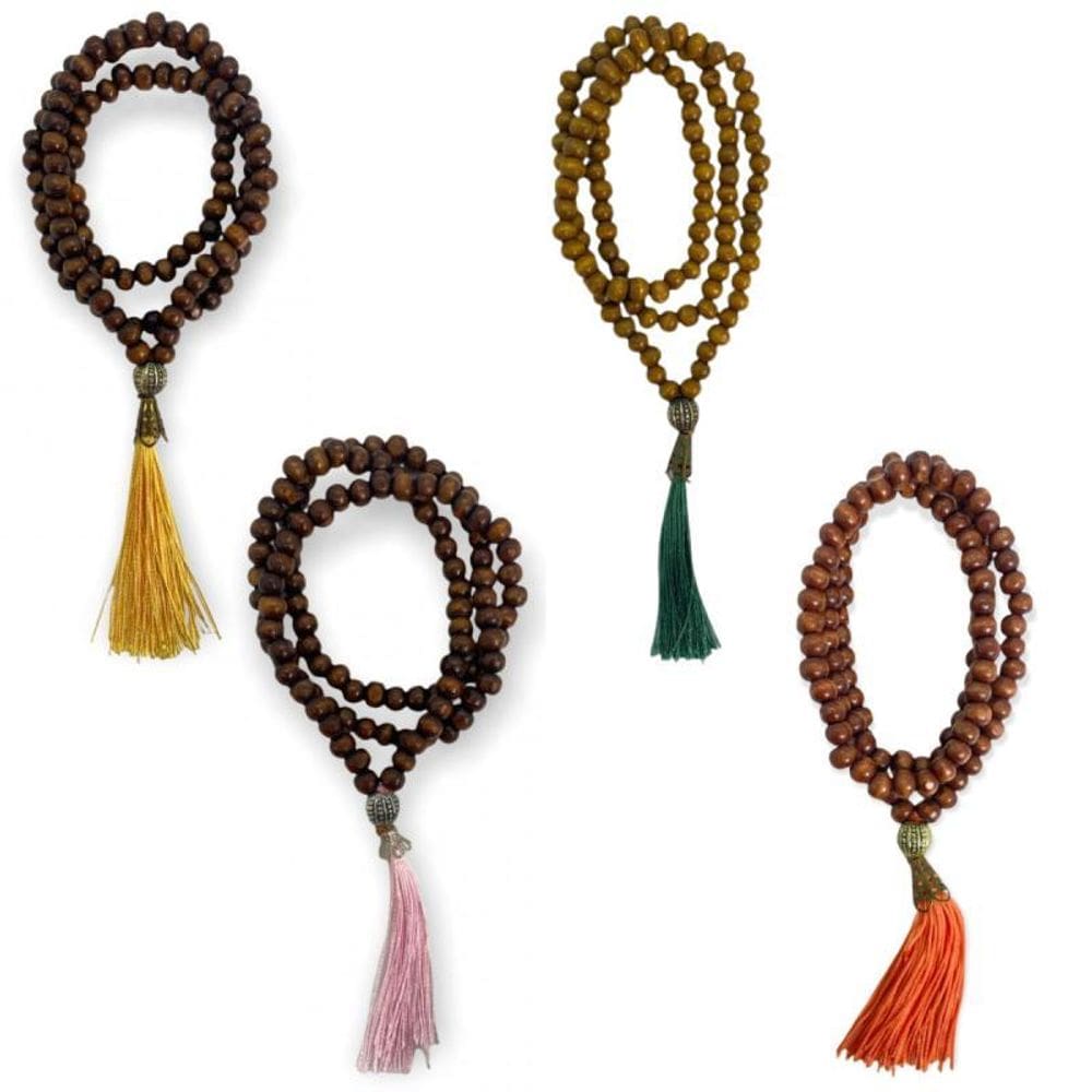 Japamala Budista 108 Contas De Madeira 8 Mm-Escolha A Cor