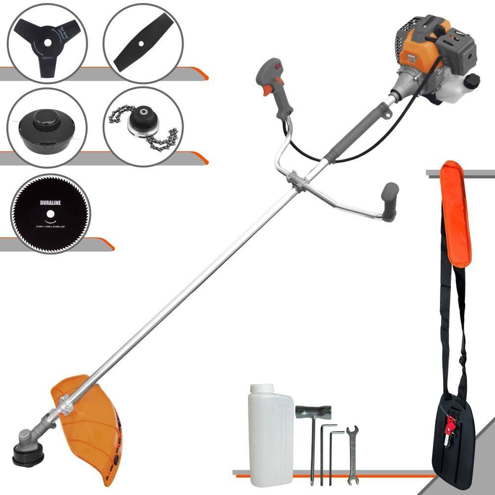 Roçadeira Profissional Completa Tekna RL520P À Gasolina 52cc 10.000rpm 2HP de Potência Com Kit 3 Lâminas de Corte, Trimmer e Carretel de Nylon