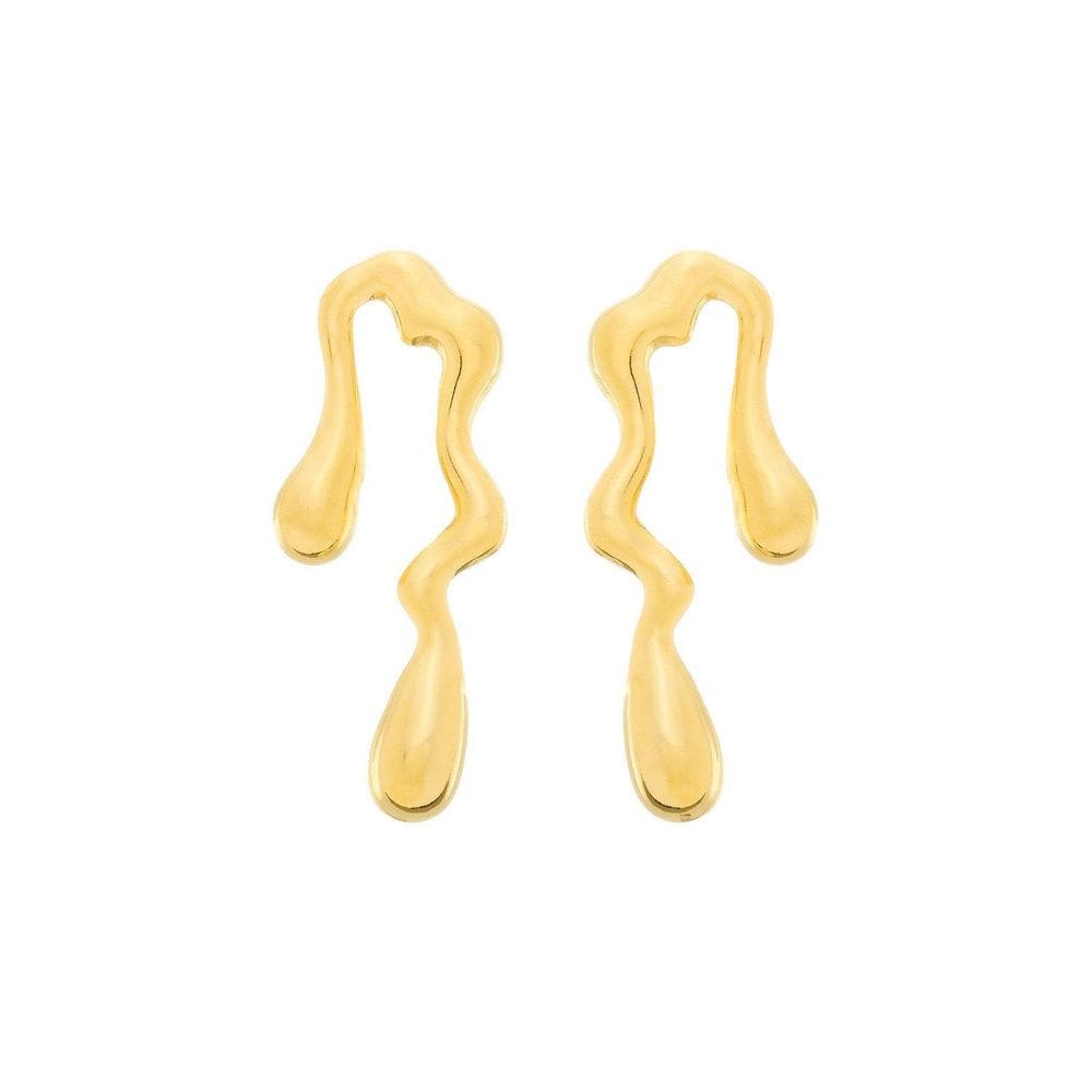 Brinco Dourado Orgânico De Gota