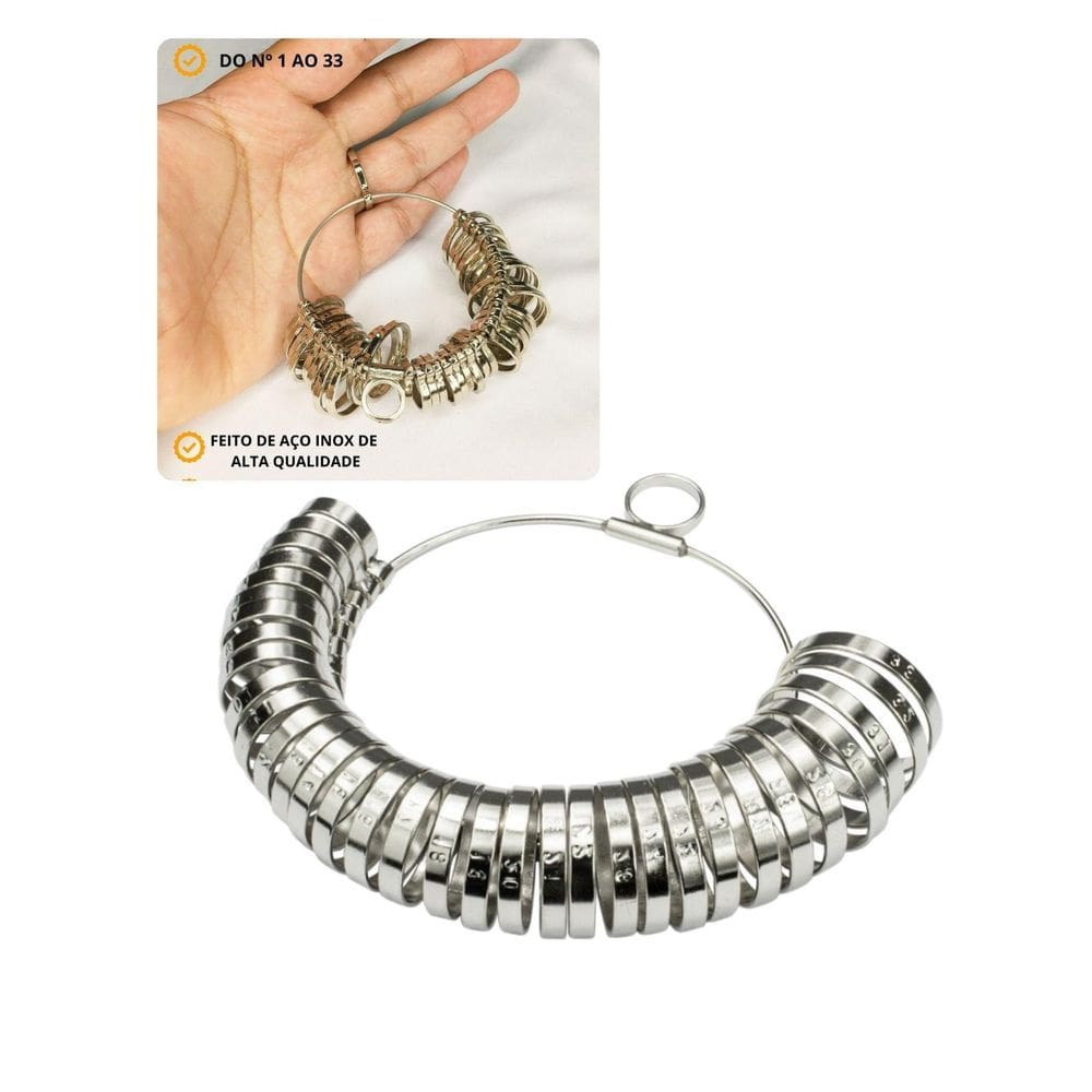 Aneleira Metal Medir Dedo Medidor Anel Aliança Medidas 1º À