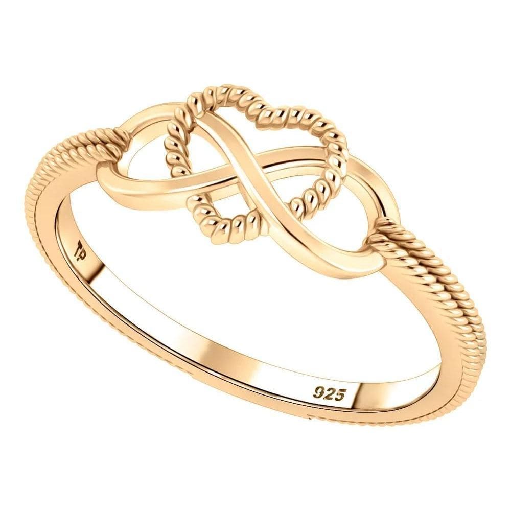 2X Anel Infinito Amor Prata 925 Dourada Ouro 18K - Exclusiv