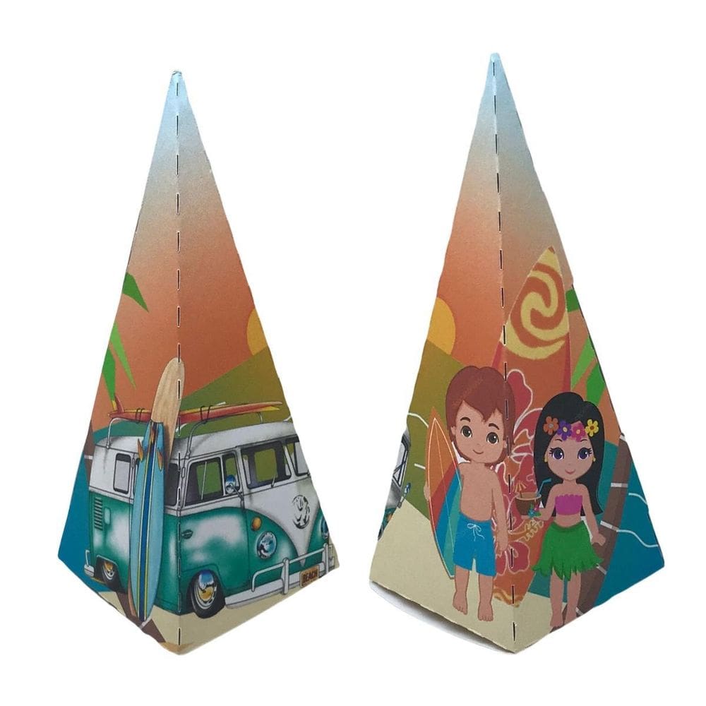 10 Caixas Festa Tema Praia Aniversario - 10 Cones