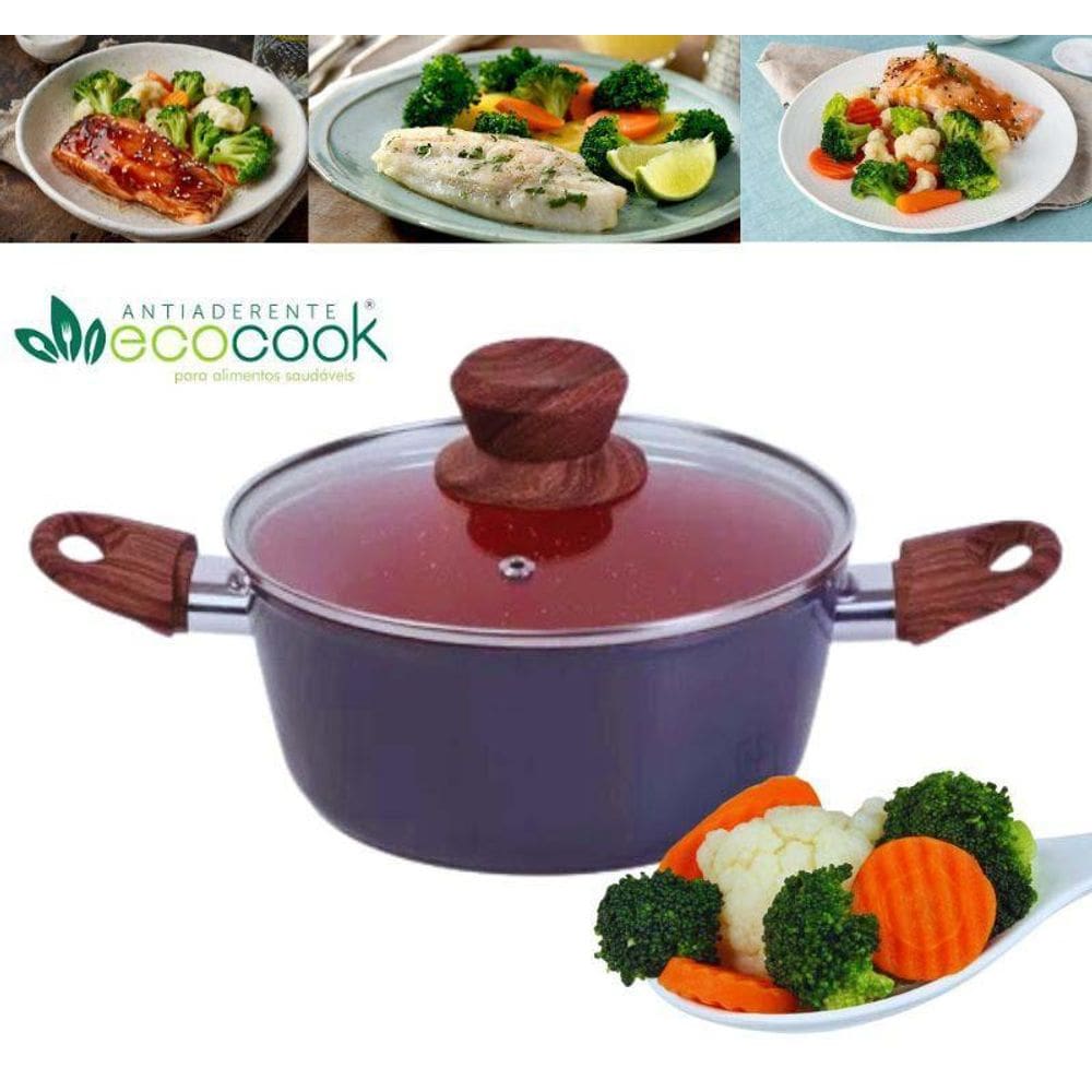 Panela Caçarola Nanocerâmico Ecocook Sem Óleo Duralar 22Cm