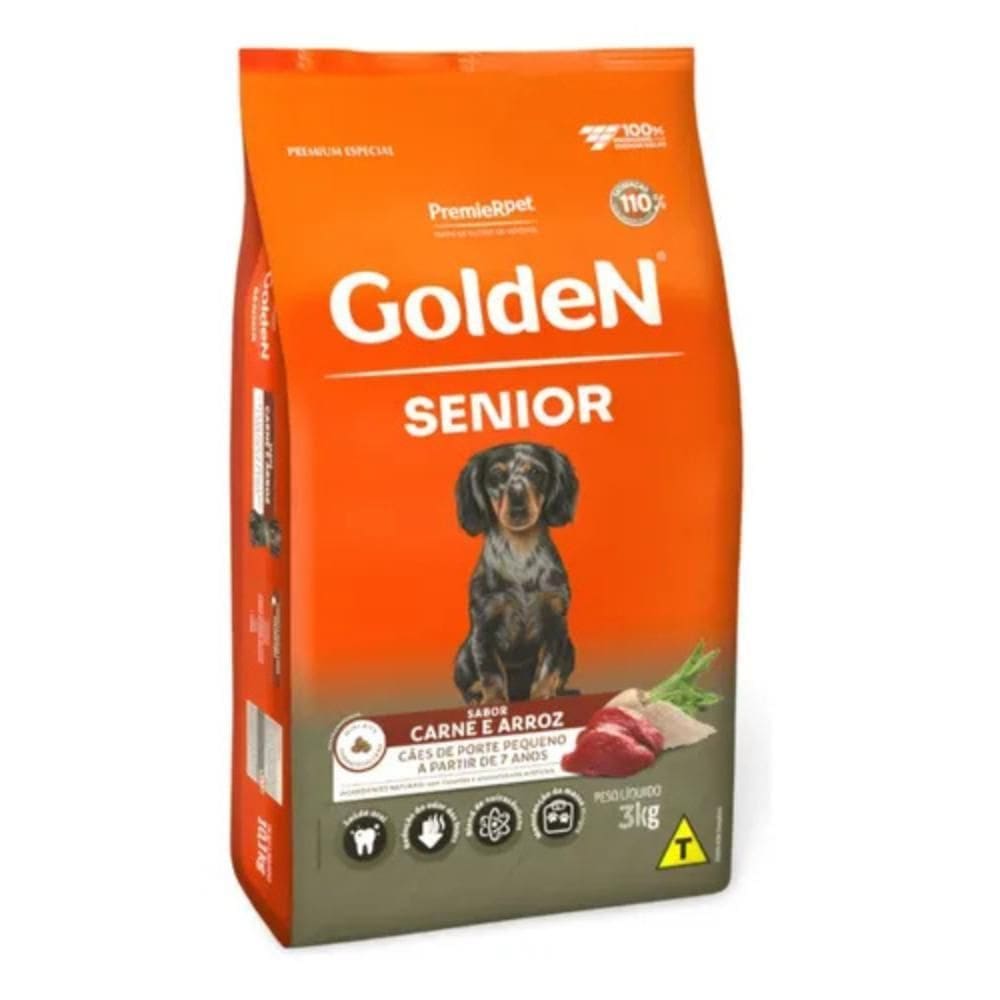 Golden Formula Caes Senior Porte Pequeno Sabor Carne 3 Kg