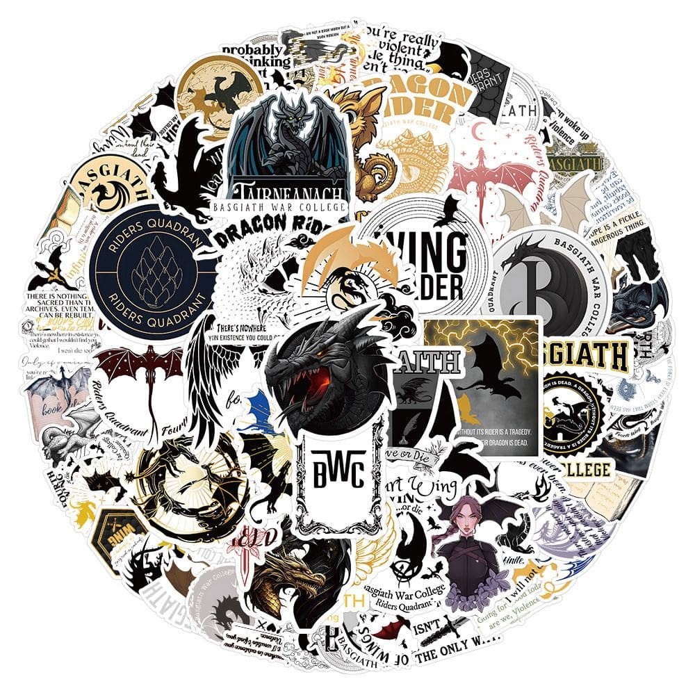 Pacote de adesivos Fourth Wing Anime, vinil impermeável, 100 unidades