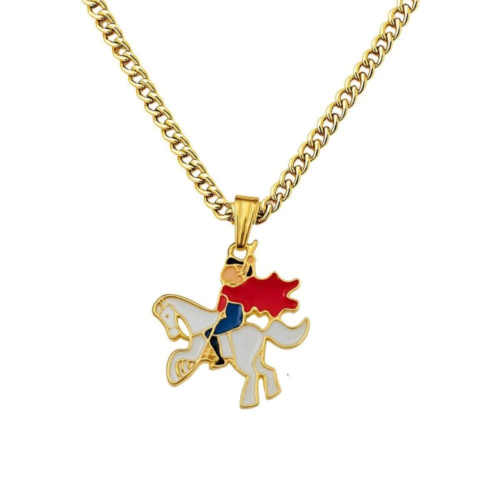 Colar Corrente São Jorge 3 Cm Metal Banhado Dourado